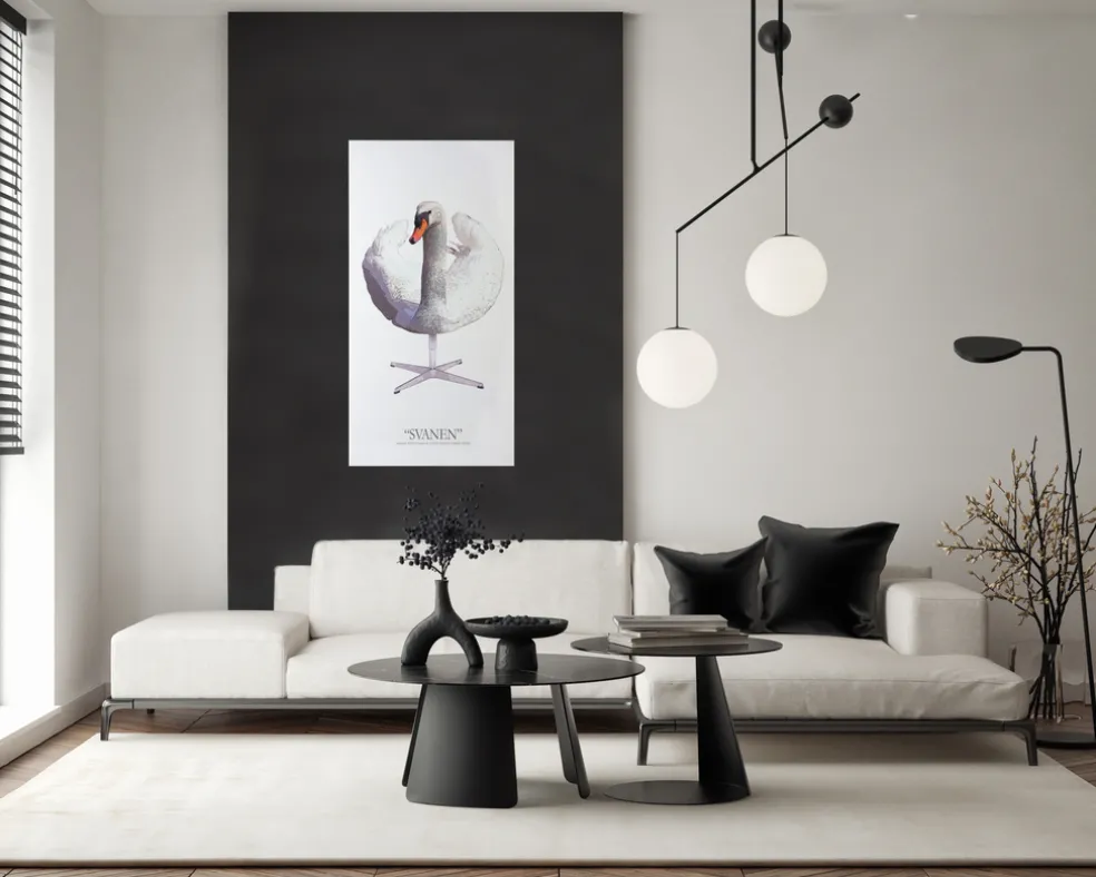 Akustikbild Art-Acoustic Svanen Vit Fibrotech