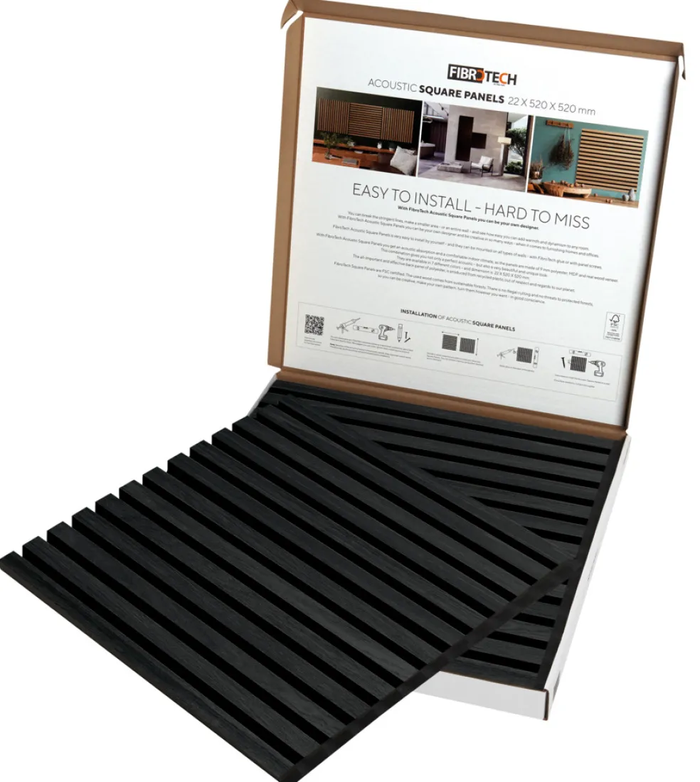 Akustikpanel Square Black Oak 22 x 520 x 520 mm 2-pack Fibrotech
