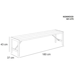 Bänk Nonwood/Stål Antracit 180 cm Hortus