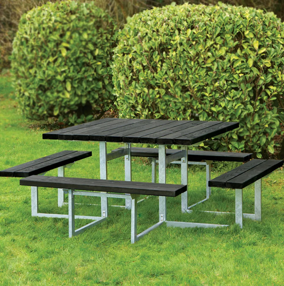 Bord-/bänkset 8:an Furu Svart 191 x 191 cm Hortus