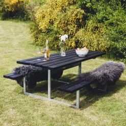 Bord-/bänkset Frigg Svart 175 x 140 cm Hortus