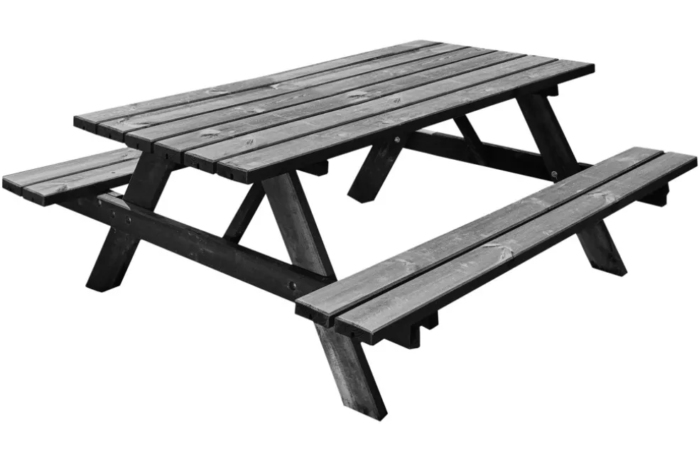 Bord-/bänkset Furu Svart 177 x 155 cm Hortus
