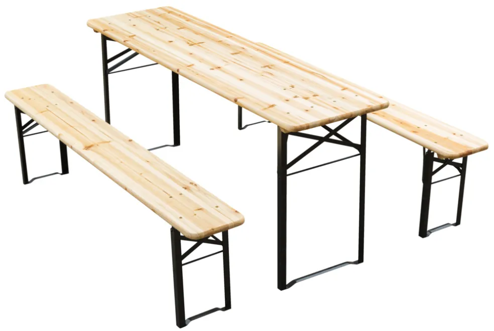 Bord-/bänkset Hopfällbart Trä/metall 3 delar