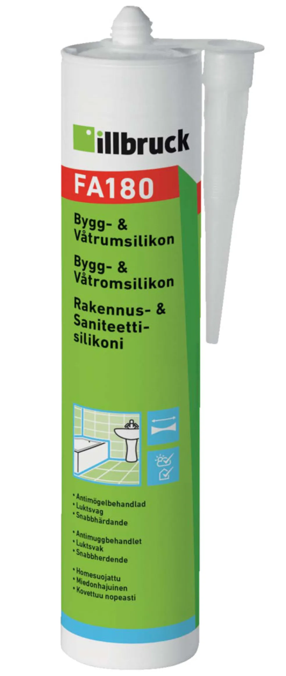 Bygg- & Våtrumssilikon FA180 Svart 300 ml illbruck