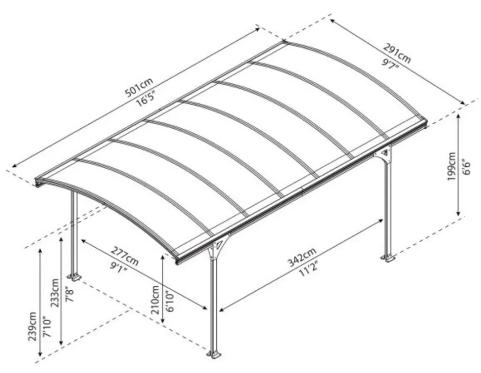 Carport Vitoria 501 x 291 cm Grå Canopia by Palram