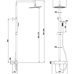 Duschstångset Svart Ø250 mm