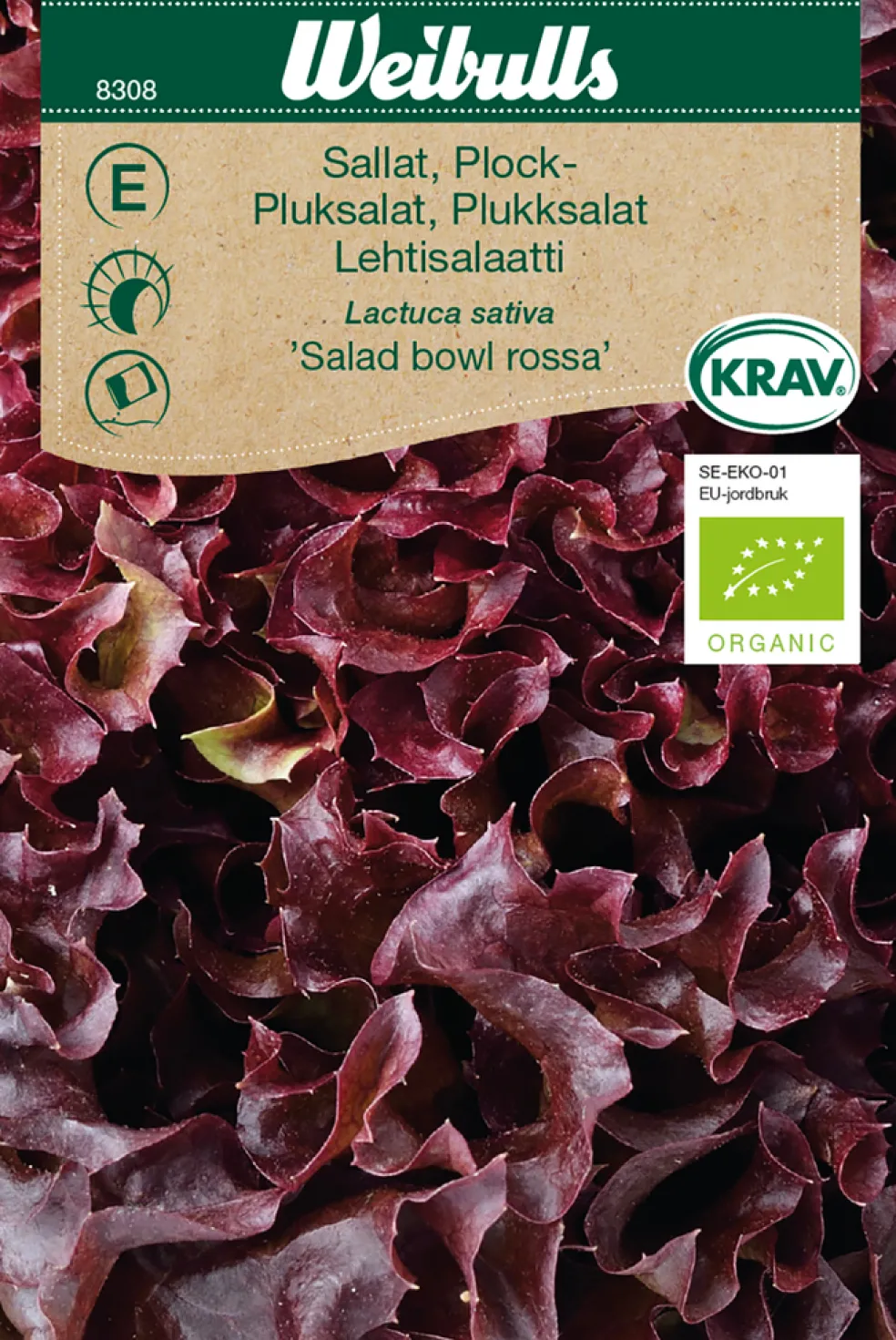 Frö Plocksallad 'Salad Bowl Rossa' KRAV Weibulls