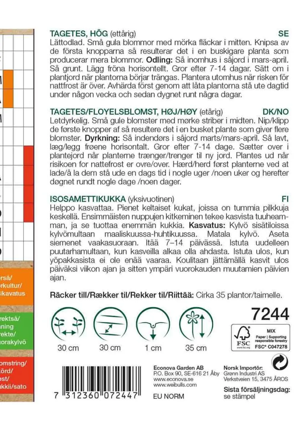 Frö Tagetes Låg KRAV Weibulls