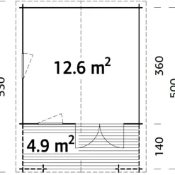 Friggebod Kristian 12,6 m² 360 x 360 cm Palmako