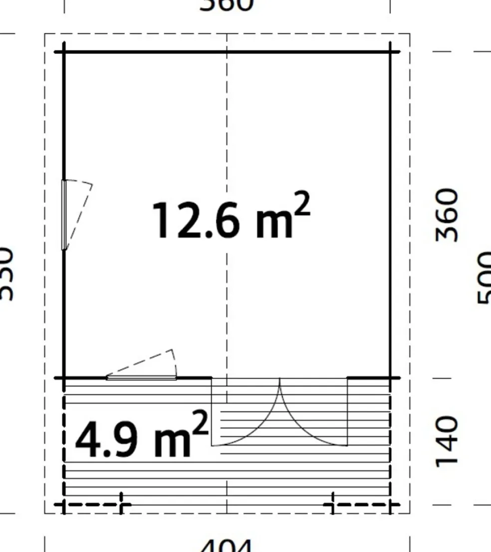 Friggebod Kristian 12,6 m² 360 x 360 cm Palmako