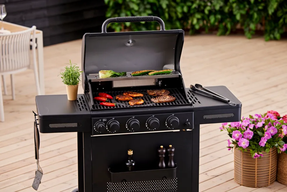 Gasolgrill 4 brännare + 1 bakre brännare 16,9 kW Grillexpert