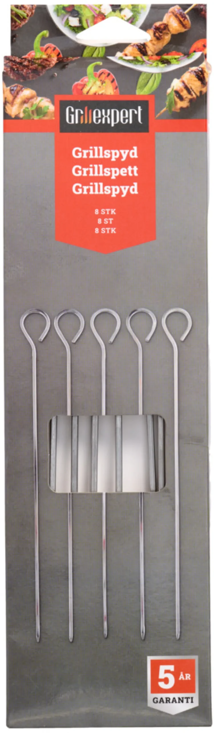 Grillspett Stål 27 cm 8-pack Grillexpert
