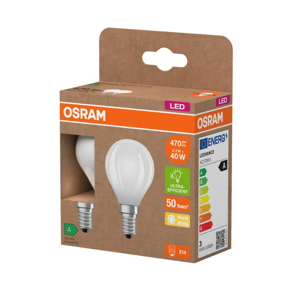 Klotlampa Frostad 2,2W E14 2-pack Osram