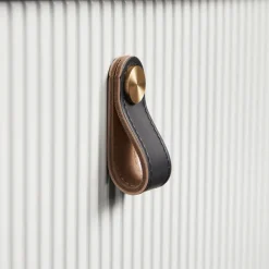 Knopp Läder Svart 2-pack
