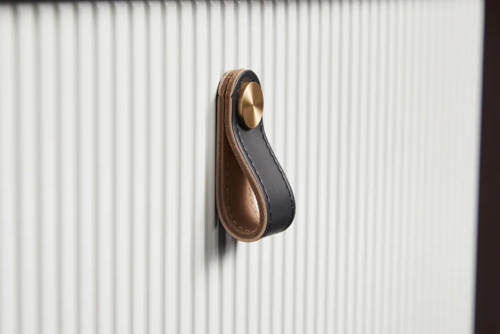 Knopp Läder Svart 2-pack