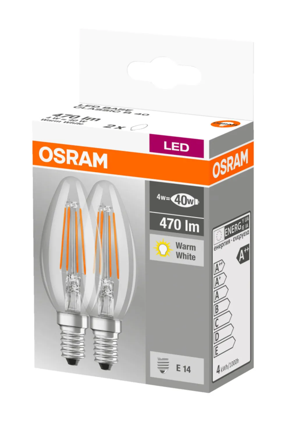 Kronlampa LED 4W E14 2-pack Osram