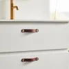 Lådhandtag Läder Brun 12,8 cm 2-pack