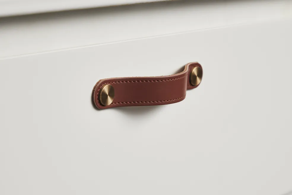 Lådhandtag Läder Brun 12,8 cm 2-pack