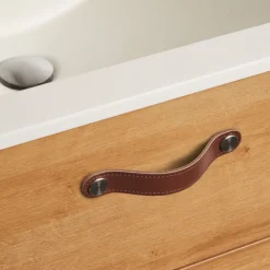 Lådhandtag Läder Brun 12,8 cm 2-pack
