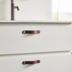 Lådhandtag Läder Brun 12,8 cm 2-pack