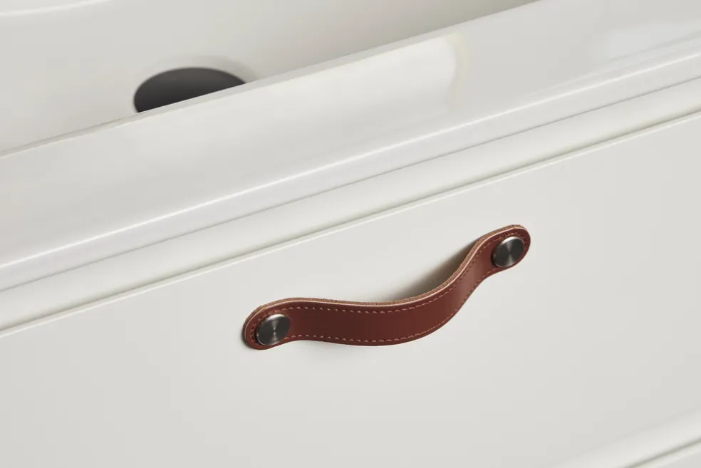 Lådhandtag Läder Brun 12,8 cm 2-pack
