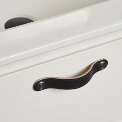Lådhandtag Läder Svart 12,8 cm 2-pack