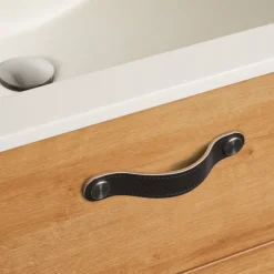 Lådhandtag Läder Svart 12,8 cm 2-pack