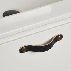 Lådhandtag Läder Svart 12,8 cm 2-pack