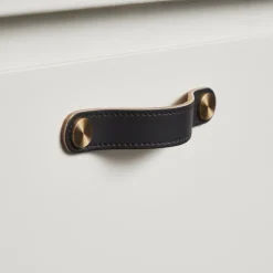 Lådhandtag Läder Svart 12,8 cm 2-pack