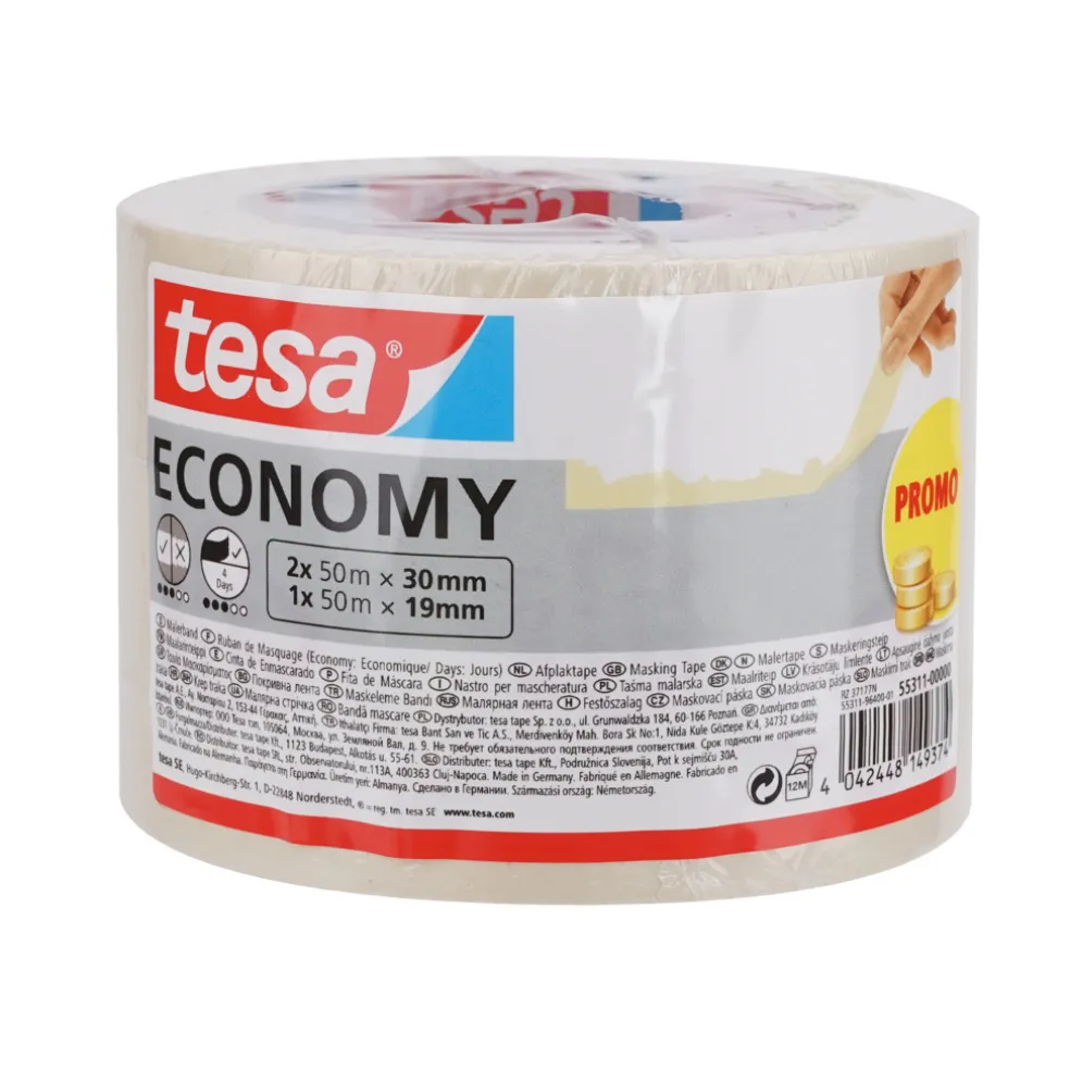 Maskeringstejp Economy 30/19 mm 3-pack Tesa