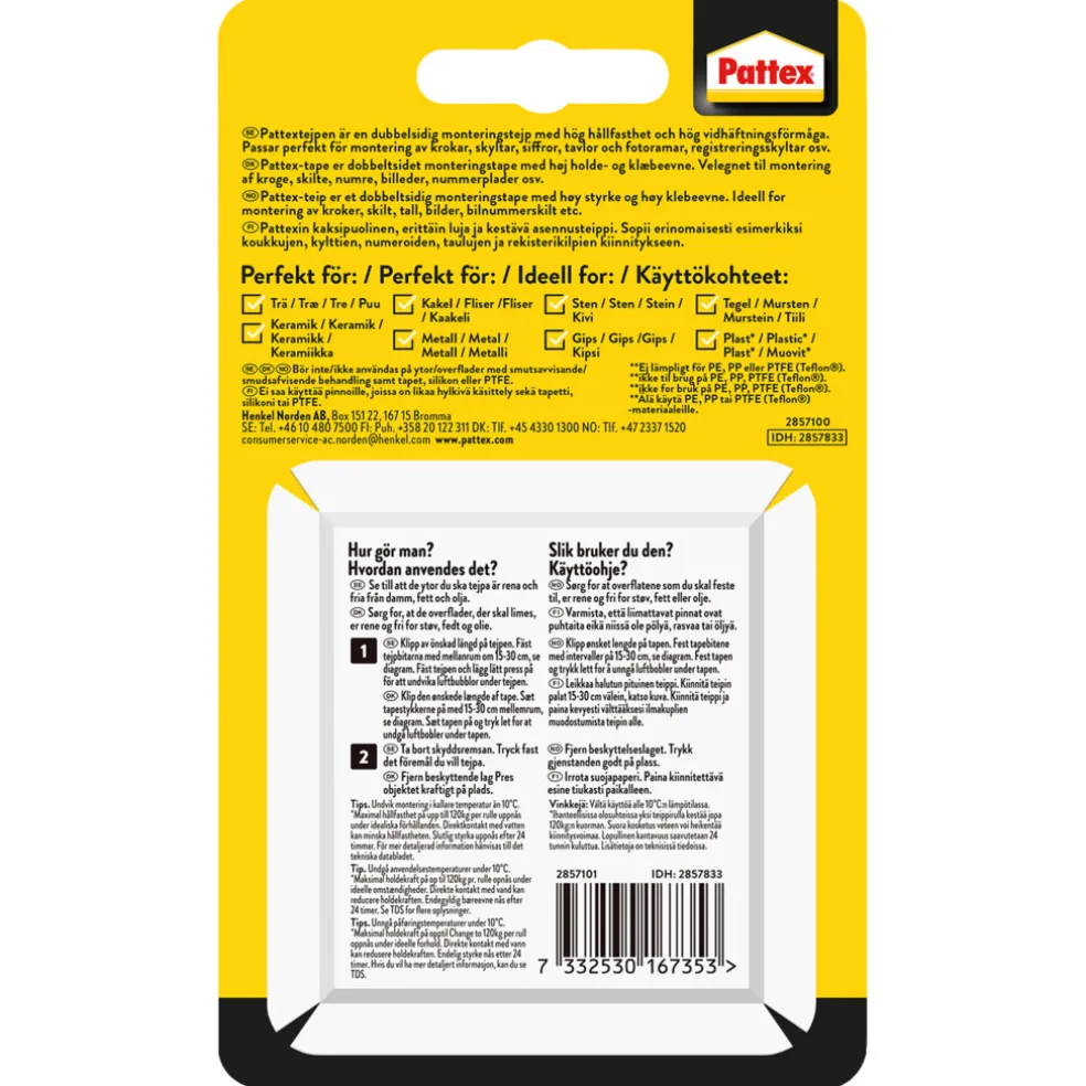 Montagetejp No More Nails 19 mm x 1,5 m Pattex
