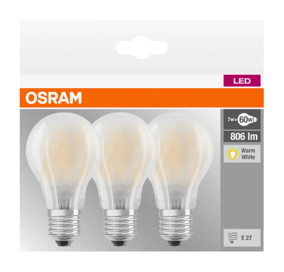 Normallampa LED 7W 3-pack Osram