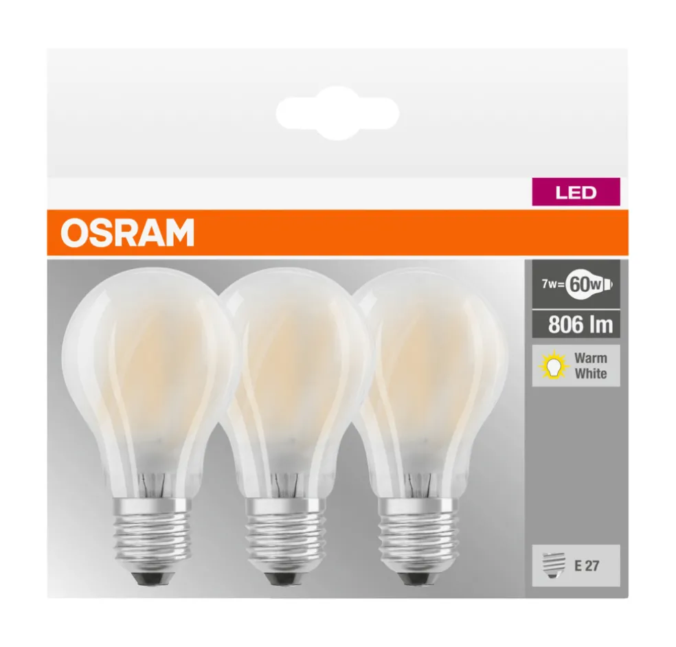 Normallampa LED 7W 3-pack Osram
