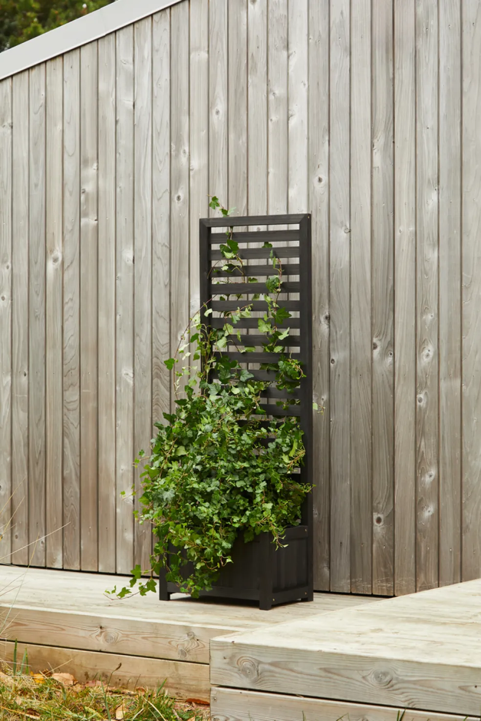 Planteringslåda m/spaljé Svart 45 x 30 x 135 cm Garden