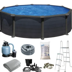 Pool Grafitgrå 17450 L Ø460 cm Swim & Fun
