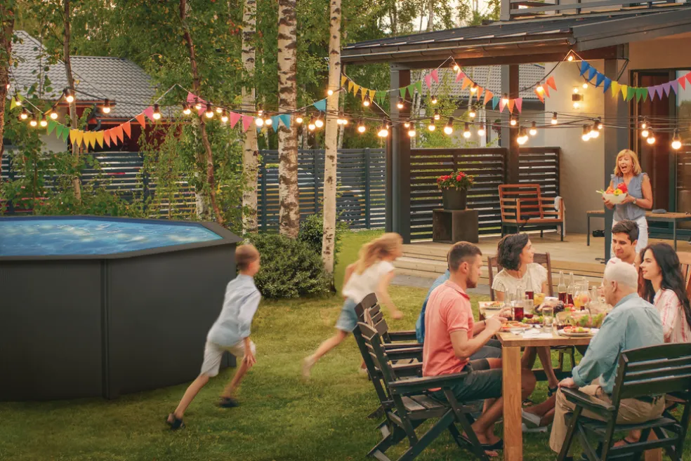 Pool Grafitgrå 17450 L Ø460 cm Swim & Fun