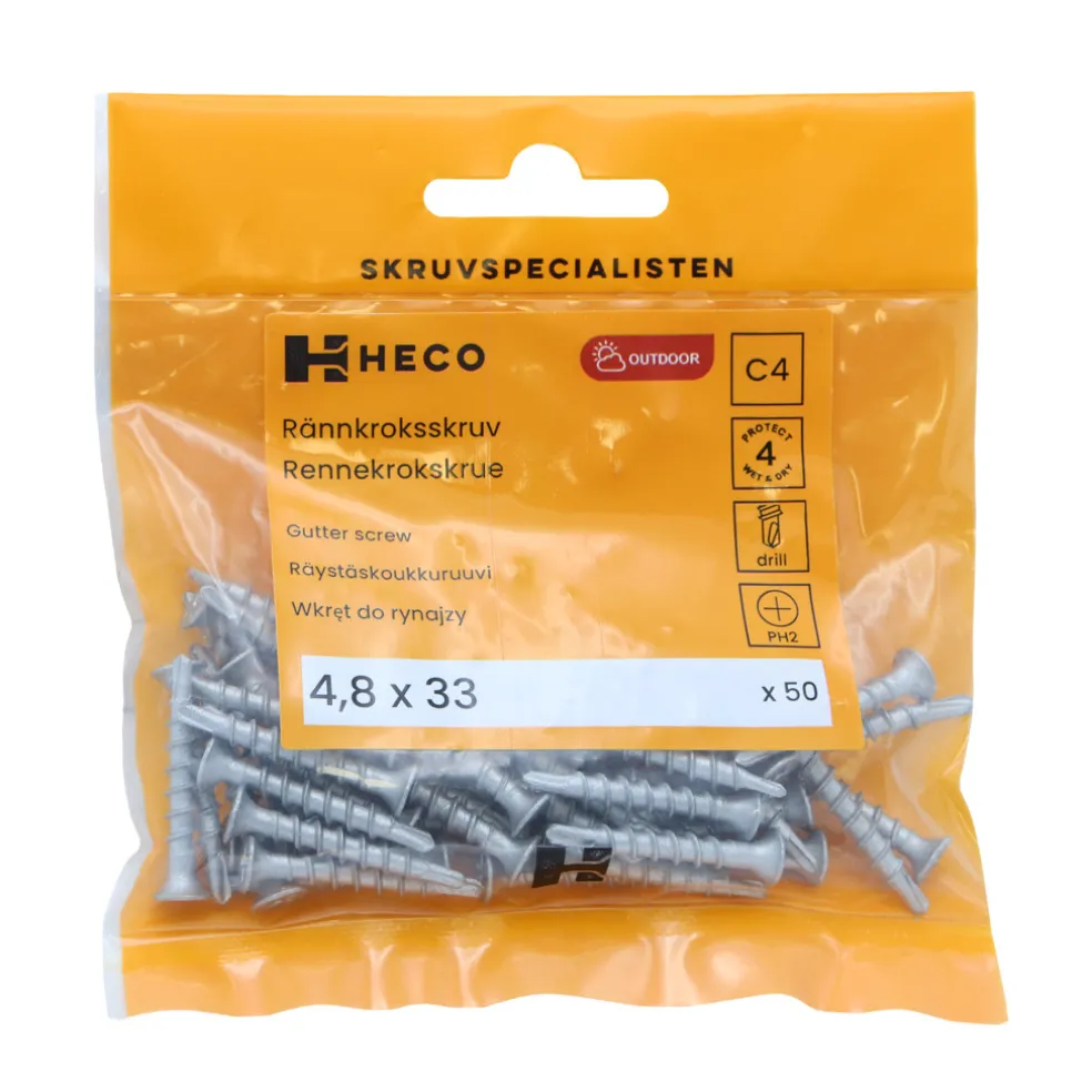 Rännkroksskruv C4 4,8 x 33 mm 50-pack Heco