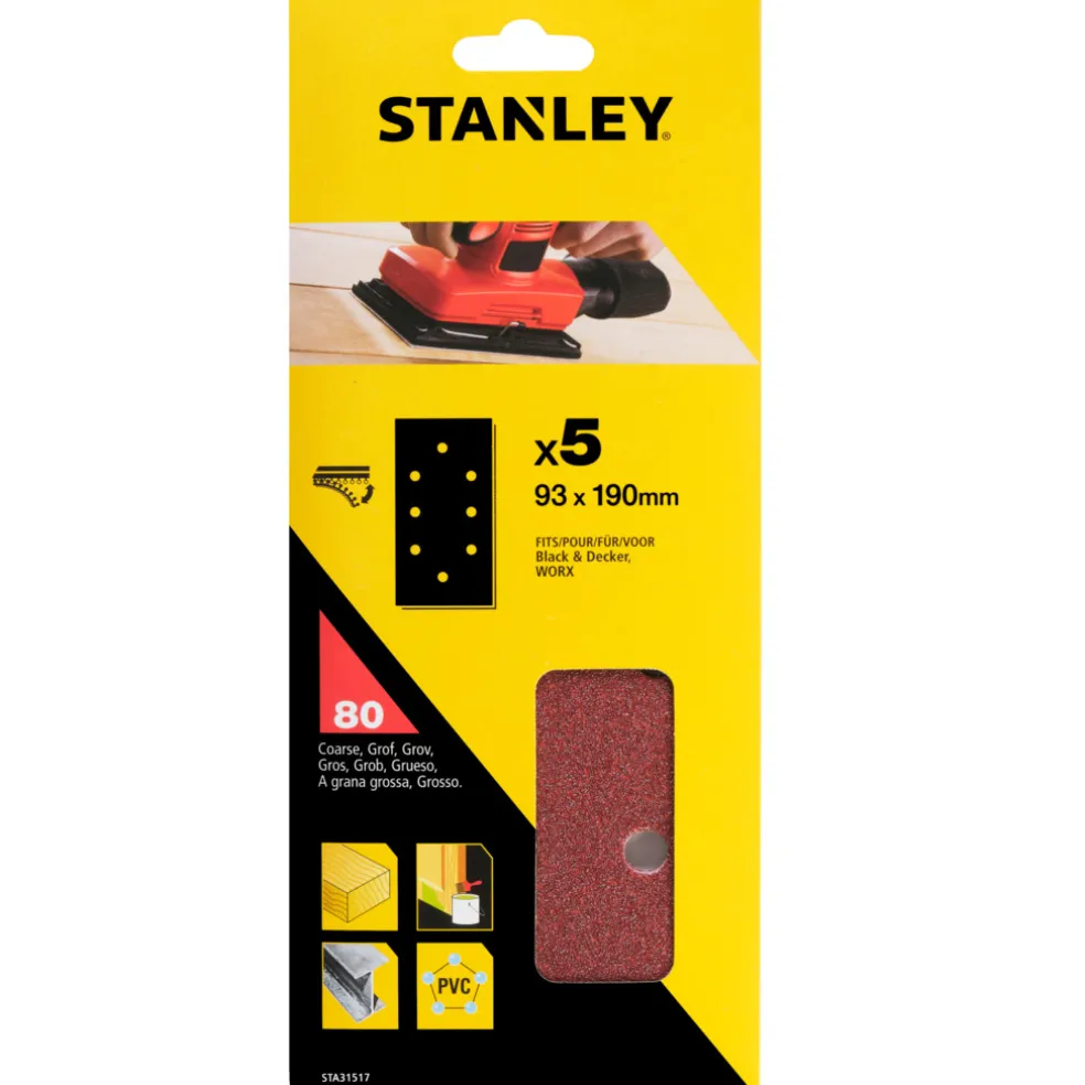 Slippapper med hål K80 5-pack Stanley