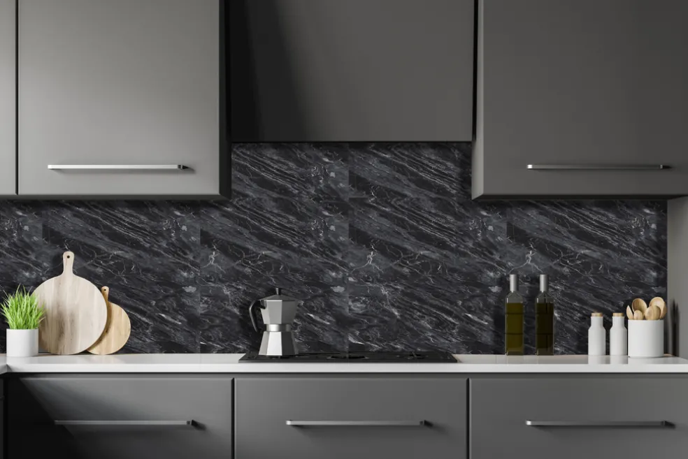 Stänkskydd Marmor Svart 600 x 600 mm Kitchenline