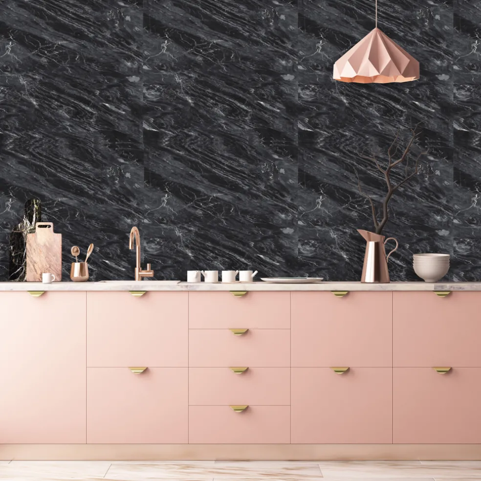 Stänkskydd Marmor Svart 600 x 600 mm Kitchenline