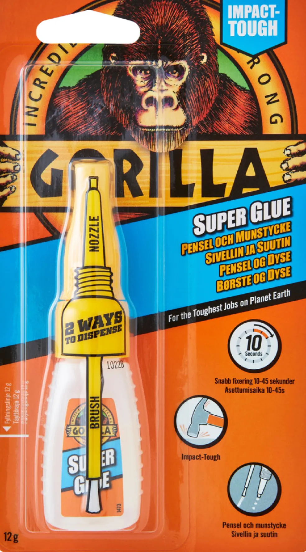 Superlim m/pensel & munstycke 12 g Gorilla