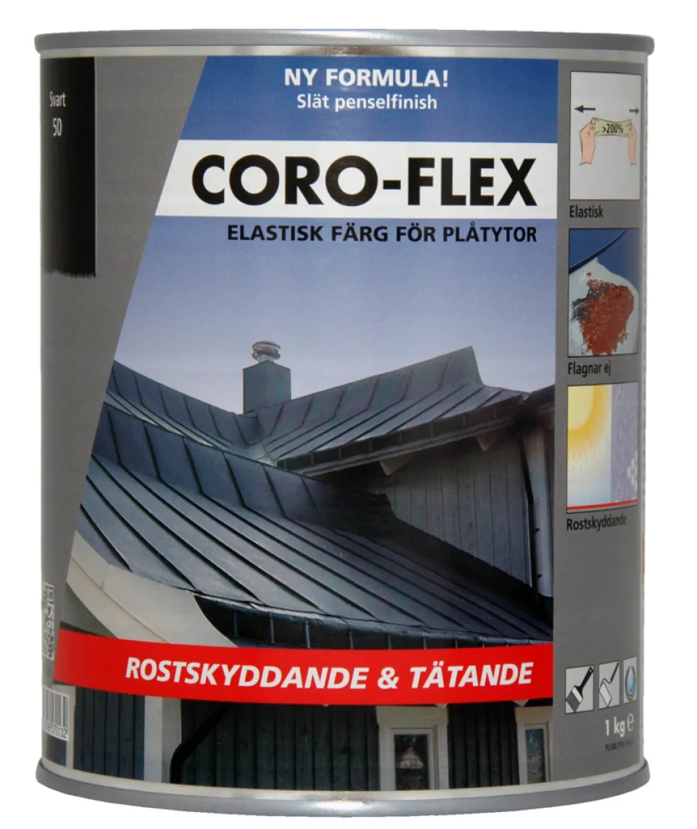 Tak & plåtfärg Svart 1 kg Coro-Flex