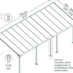 Terrasstak Olympia 21,7 m² Antracit Canopia by Palram