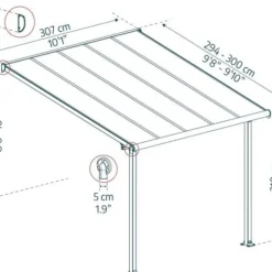 Terrasstak Olympia 9 m² Antracit Canopia by Palram