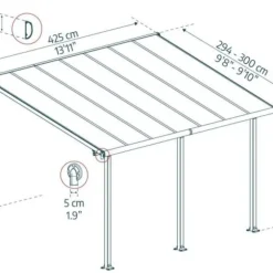 Terrasstak Olympia 12,5 m² Antracit Canopia by Palram