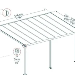 Terrasstak Olympia 16,1 m² Antracit Canopia by Palram