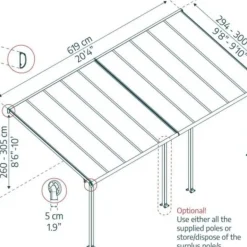 Terrasstak Olympia 18,2 m² Antracit Canopia by Palram