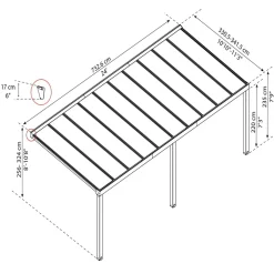 Terrasstak Stockholm 3,4 x 7,4 m Antracit Canopia by Palram