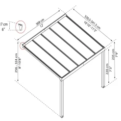 Terrasstak Stockholm 3,4 x 3,7 m Antracit Canopia by Palram