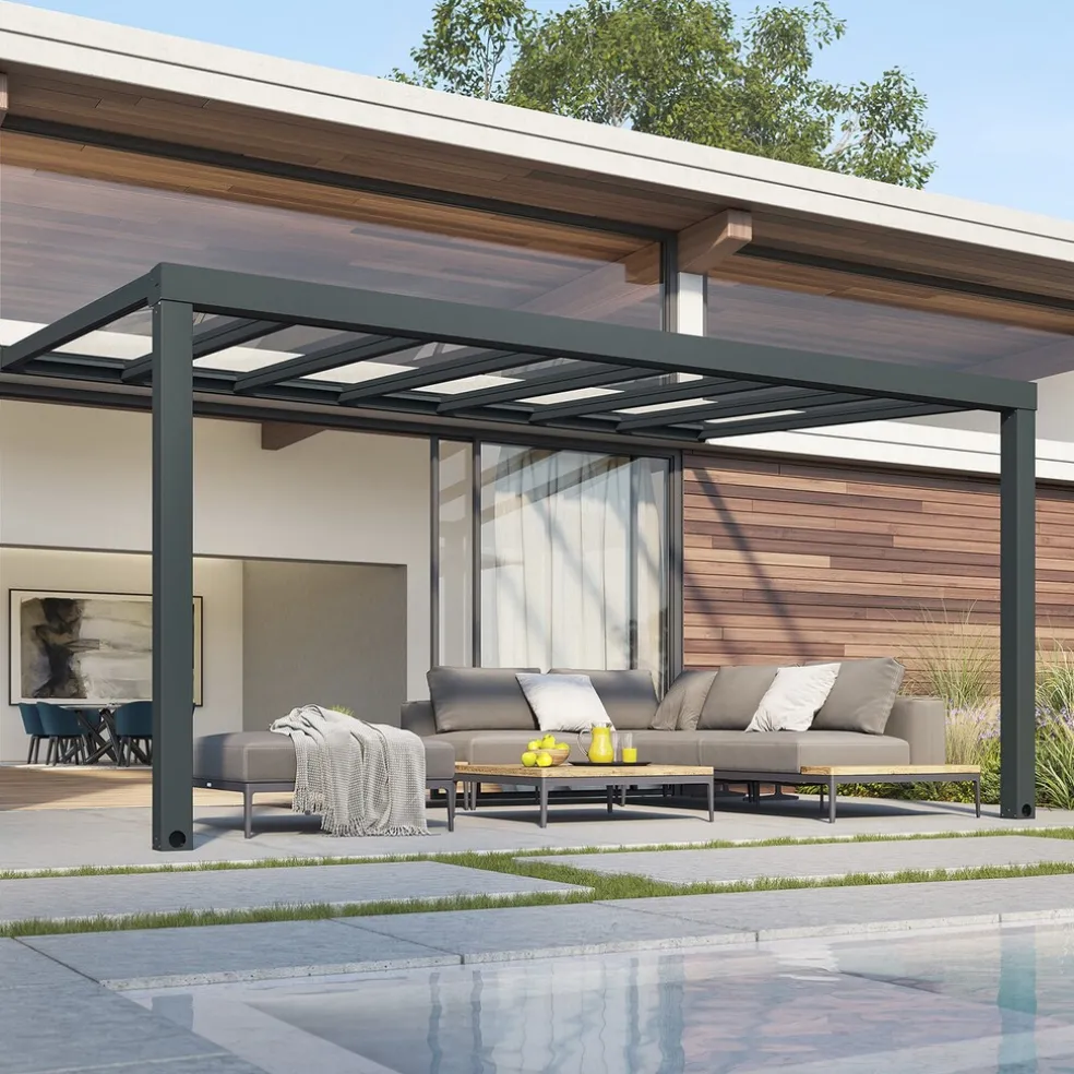 Terrasstak Stockholm 3,4 x 3,7 m Antracit Canopia by Palram